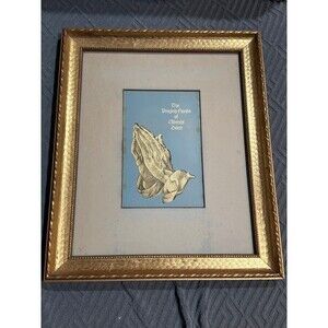 Vintage Framed Albrecht Durer Praying Hands Religious Wall Art Print